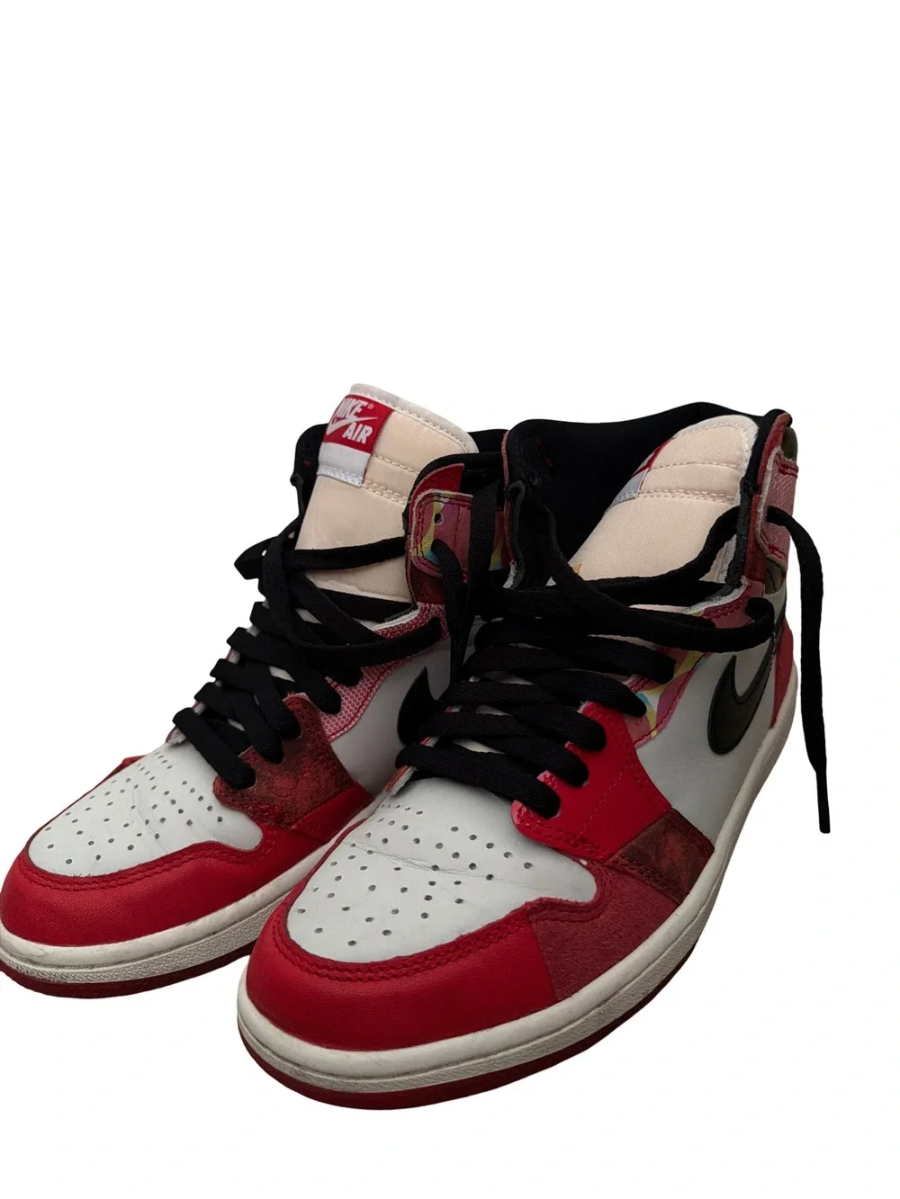 Jordan High-Top Sneakers in Red, White & Black